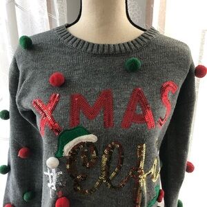 🎄  Kismet Grey Christmas sweater Xmas #Selfie SZ S